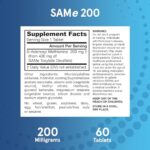 Jarrow Formulas SAMe 200 mg - 60 Tablets - Highest Concentration of Active S,S Form - Supports Joint Health, Liver Function, Brain Metabolism & Antioxidant Defense - 60 Servings