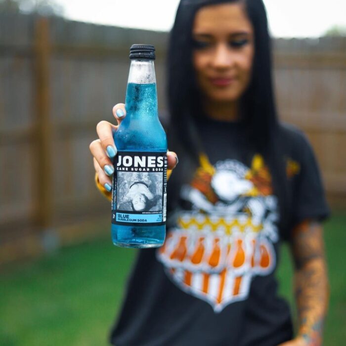 Jones Soda Co. Blue Bubblegum Soda Flavor | 100% Cane Sugar Soda | Craft Soda Pop | Soda Soft Drinks | 12 Oz Glass Bottle Soda