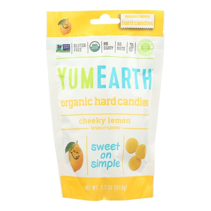 YumEarth Organics Organic Lemon Drops - Cheeky Lemon - 3.3 oz - Case of 6