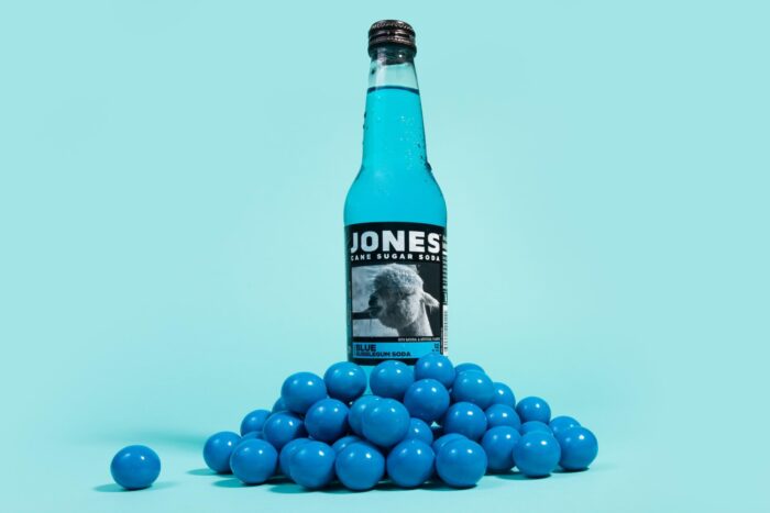 Jones Soda Co. Blue Bubblegum Soda Flavor | 100% Cane Sugar Soda | Craft Soda Pop | Soda Soft Drinks | 12 Oz Glass Bottle Soda