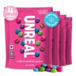 UNREAL Milk Chocolate Gems (4 Value Size Bags)| Colors from Nature, Fair Trade, Non-GMO | Made with Gluten Free Ingredients, No Sugar Alcohols or Soy | 11oz each