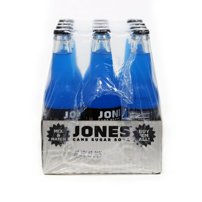 Jones Soda Co. Blue Bubblegum Soda Flavor | 100% Cane Sugar Soda | Craft Soda Pop | Soda Soft Drinks | 12 Oz Glass Bottle Soda