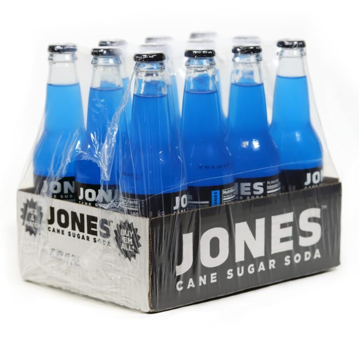 Jones Soda Co. Blue Bubblegum Soda Flavor | 100% Cane Sugar Soda | Craft Soda Pop | Soda Soft Drinks | 12 Oz Glass Bottle Soda