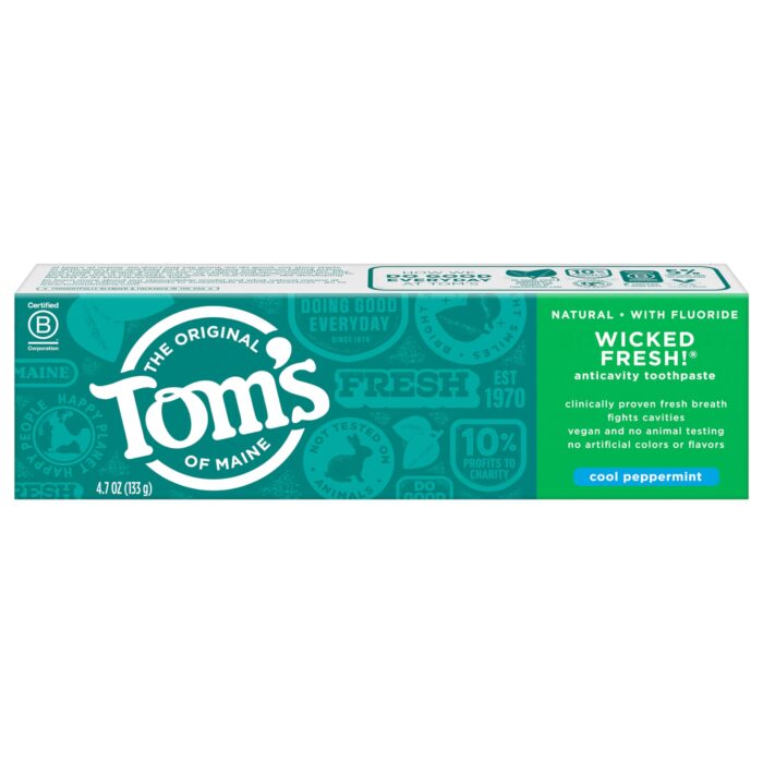 Tom's of Maine Natural Wicked Fresh! Fluoride Toothpaste, Cool Peppermint, 4.7 oz. 2-Pack