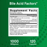 Jarrow Formulas Bile Acid Factors 1000 mg With Conjugated Bile Acids, Dietary Supplement for Digestion Support and Absorption of Fats & Fat-Soluble Nutrients, 120 Capsules, 30 Day Supply