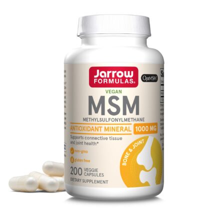 Jarrow Formulas MSM 1000 mg - 200 Veggie Caps - Methylsulfonylmethane - Important Source of Organic Sulfur - Strengthens Joints - Up to 200 Servings (Packaging may vary)