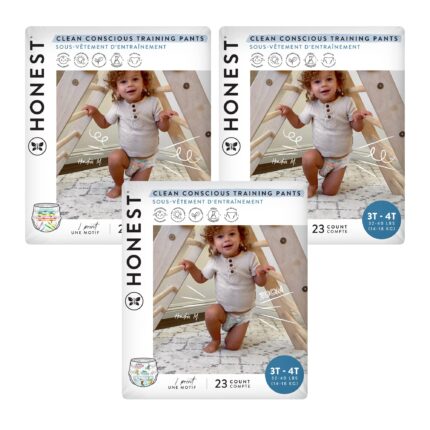 The Honest Company Clean Conscious Training Pants | Plant-Based, Sustainable Diapers | Let's Color + See Me Rollin' | Size 3T/4T (32-40 lbs), 69 Count