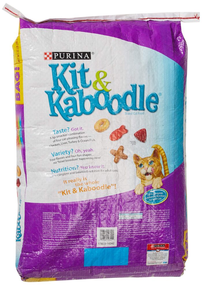 Purina Kit and Kaboodle Dry Cat Food, Original, 22 Lb Bag, Features 4 Tasty Flavors: Chicken, Liver, Turkey, Ocean Fish (1)