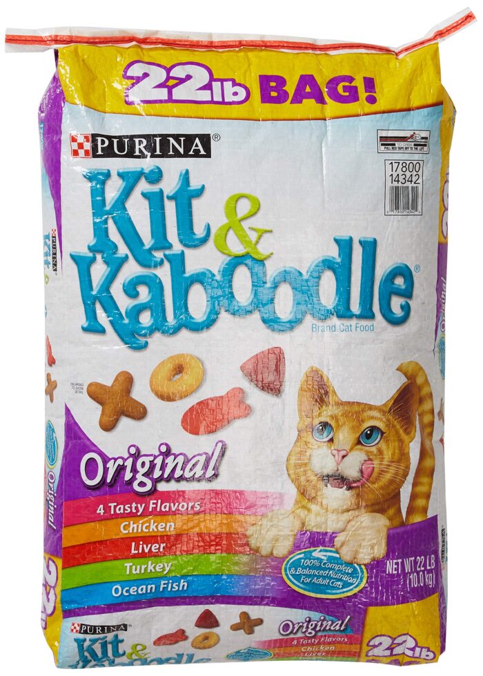 Purina Kit and Kaboodle Dry Cat Food, Original, 22 Lb Bag, Features 4 Tasty Flavors: Chicken, Liver, Turkey, Ocean Fish (1)